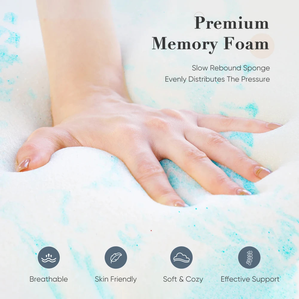 JHK Gel Memory Foam Mattress Topper
