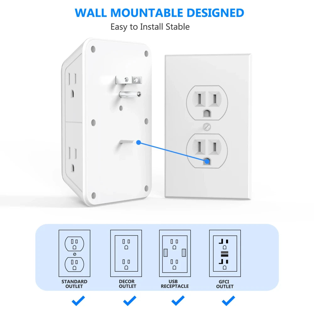 6 AC 4 USB-C Power Strip