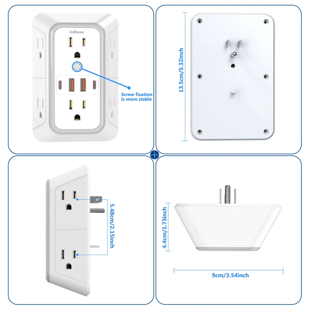 6 AC 4 USB-C Power Strip