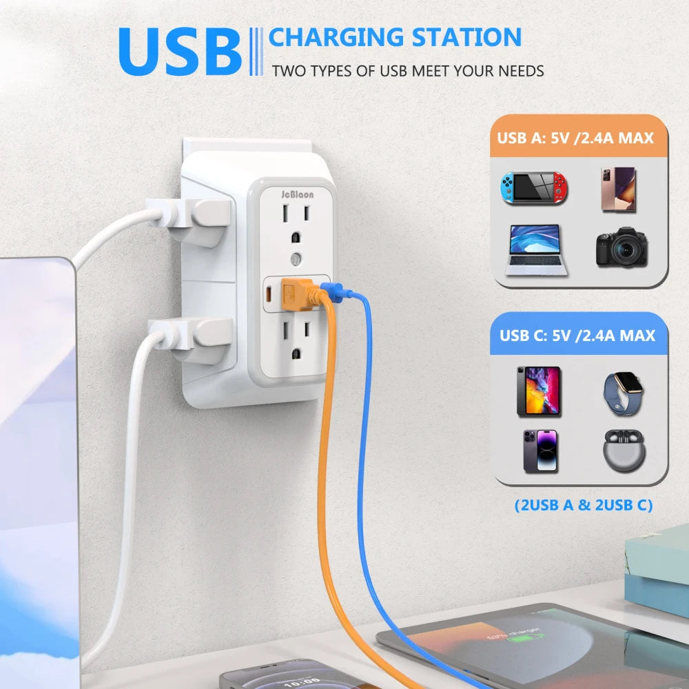 6 AC 4 USB-C Power Strip