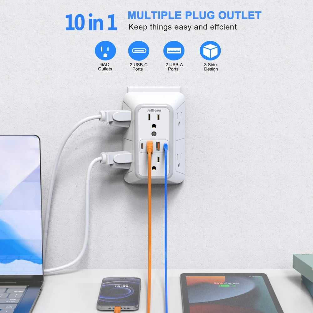 6 AC 4 USB-C Power Strip